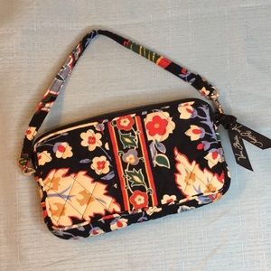 Vera Bradley Wristlet Versailles Paisley Black Wallet Clutch Purse Cosmetic Bag